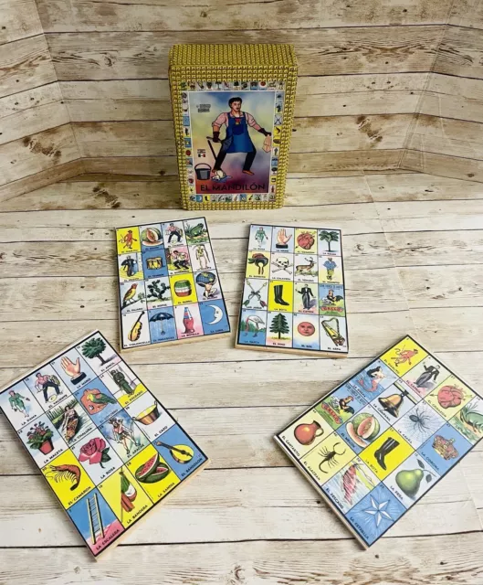 4 tarjetas de lotería de madera caja de madera 4 tarjetas de lotería de madera con cajita valiente