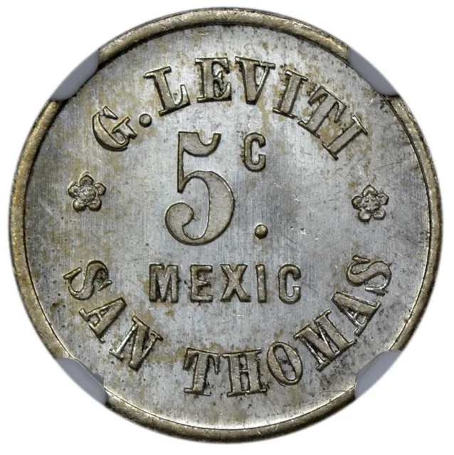DANISH WEST INDIES 5 Cents  token  ND (ca. 1890) St.Thomas G.Leviti NGC MS64