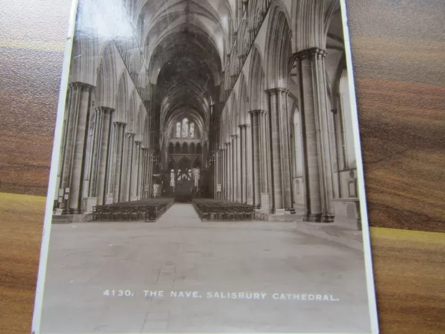 Old postcard - The Nave - Salisbury Cathedral - real photo 2