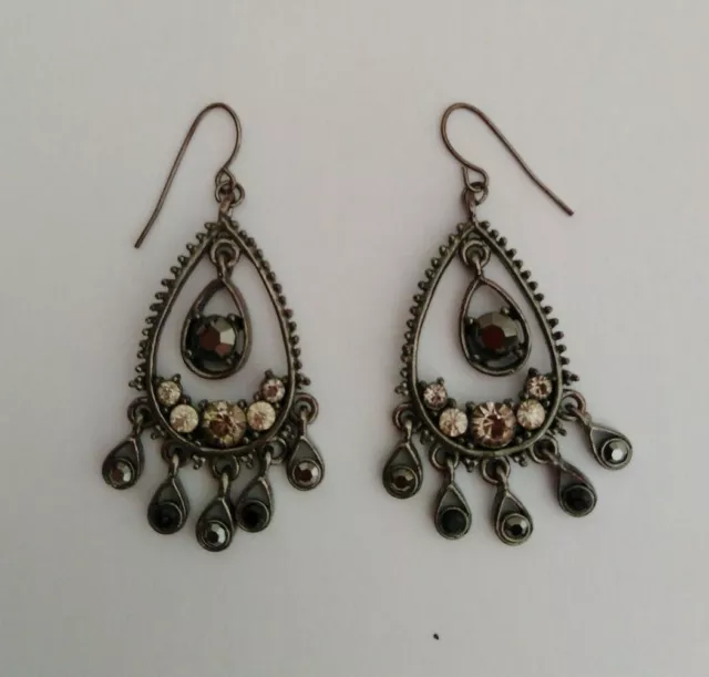 Vintage Costume Jewellery Metal Drop Earrings Dangly Pierced Ear