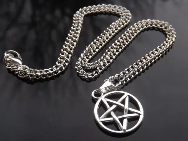 10 Silver Plated 16" Necklaces & Pentagram Pendants Wholesale Jewellery Job Lot