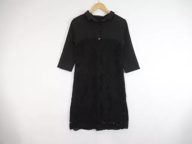 Twin Set Lace Dress Ladies UK 10 Black Collar 3/4 Sleeve Evening Party