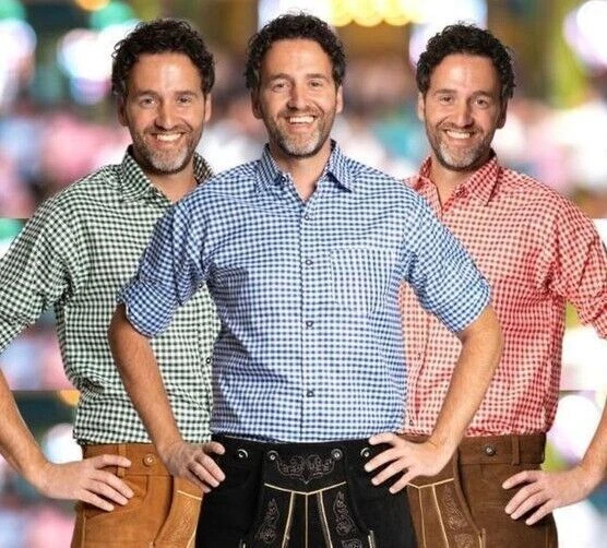 Camicie tradizionali tedesche bavaresi dell'Oktoberfest Trachten Lederhosen...