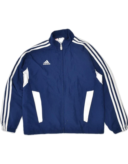 ADIDAS Girls Tracksuit Top Jacket 11-12 Years Blue Polyester KH02