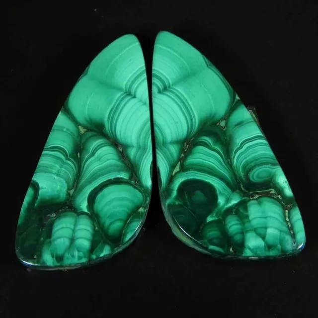 45.80Cts.100%Natural Unique Green Malachite Pair Fancy Cab 14x28x4mm Losse Gems