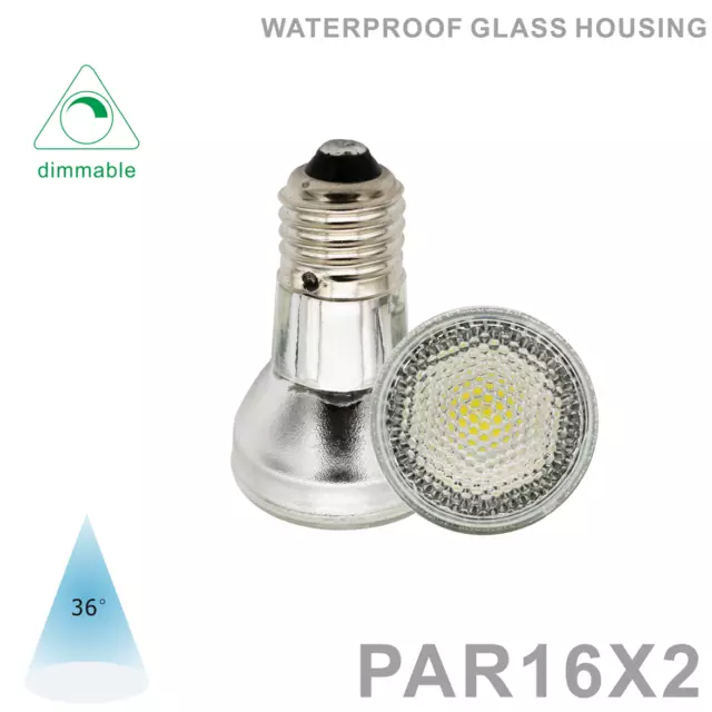 2x Led Spot Lamp Bulb PAR16 7W 110V 220V E26 E27 Waterproof Dimmable Narrow beam