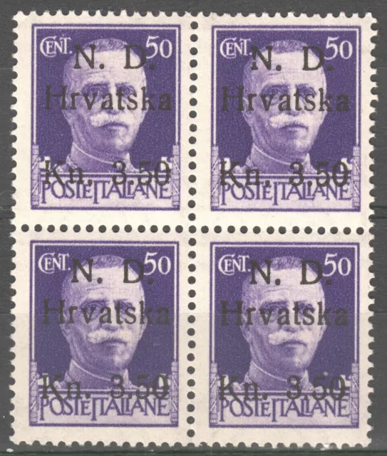 CROATIA NDH 1943 WWII - 3.5 kune on 50c. Local issue SIBENIK Sebenico MNH CV180$