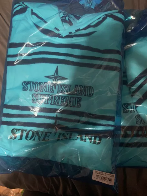 SUPREME STONE ISLAND Warp Stripe Hooded Sweatshirt WHITE FW20
