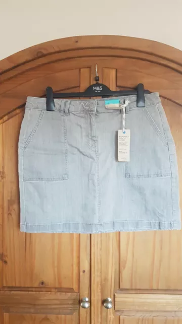 Ladies Grey Denim Mini Skirt Size 14 From Marks And Spencer Brand New