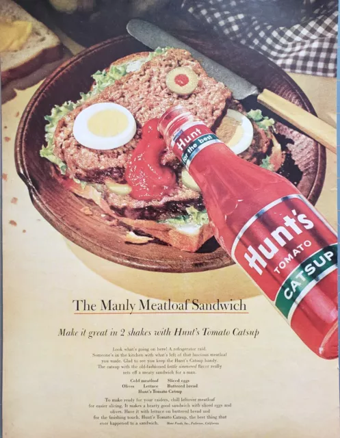1963 HUNT'S CATSUP Tomato Mainly Meatloaf Sandwich Sliced Eggs Olives ...