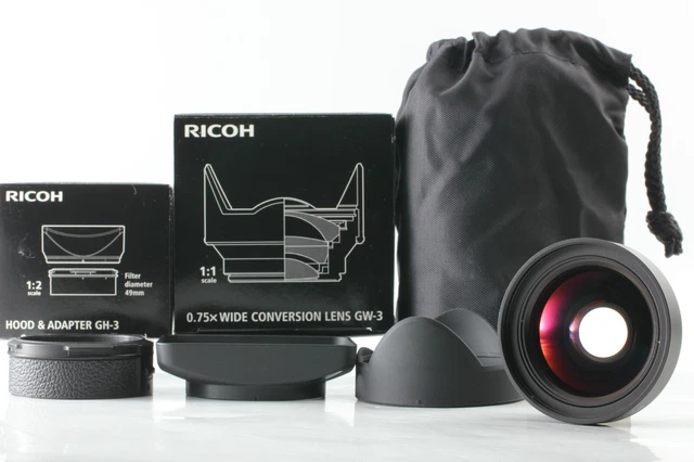 [MINT] Ricoh GW-3 Wide Angle Conversion Lens w/ GH-3 Hood Adapter Japan #511