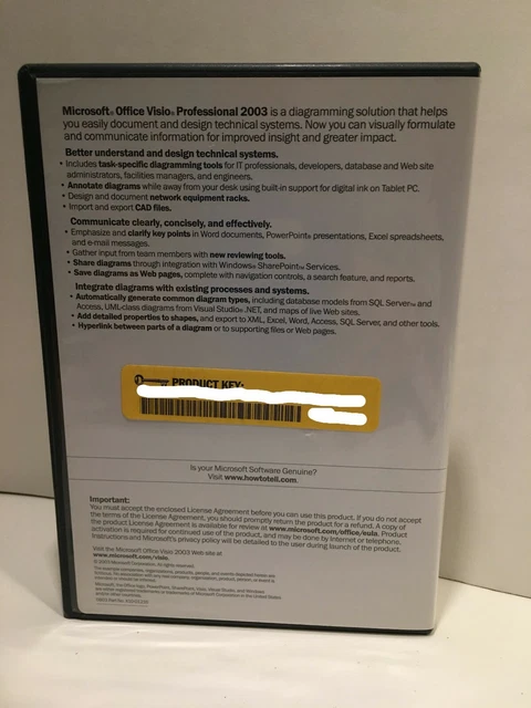 MICROSOFT OFFICE VISIO Professional 2003 Full Version Retail $40.00 ...