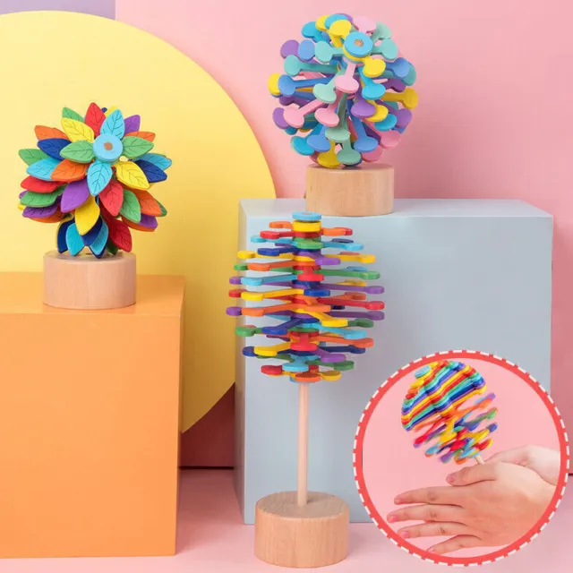 Wooden Helicone Lolly Toy Rotating Magic Wand Stress Relief Toys Creative Art