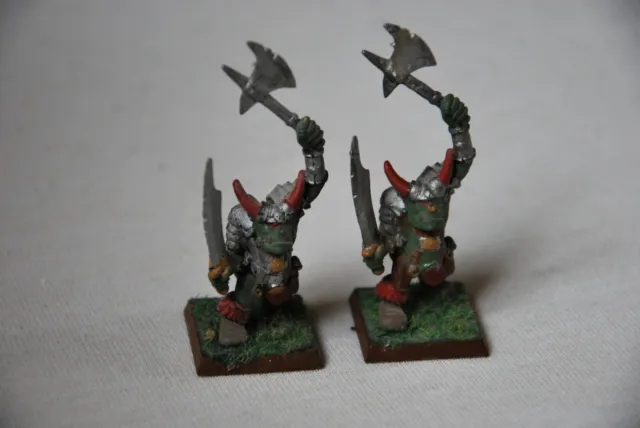 x2 BLACK ORCS Warhammer Fantasy / The Old World OOP (plastic, painted)