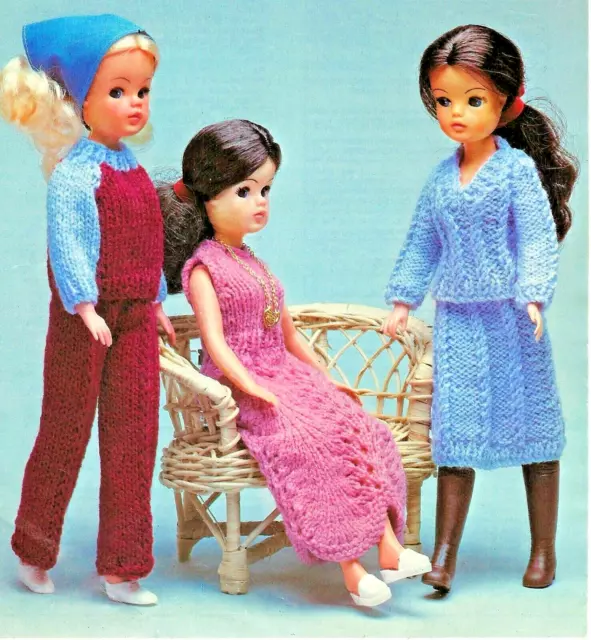 ✨ Dolls Knitting Pattern 3 x Easy Knit Outfits Doll Sindy Barbie or Similar - R1