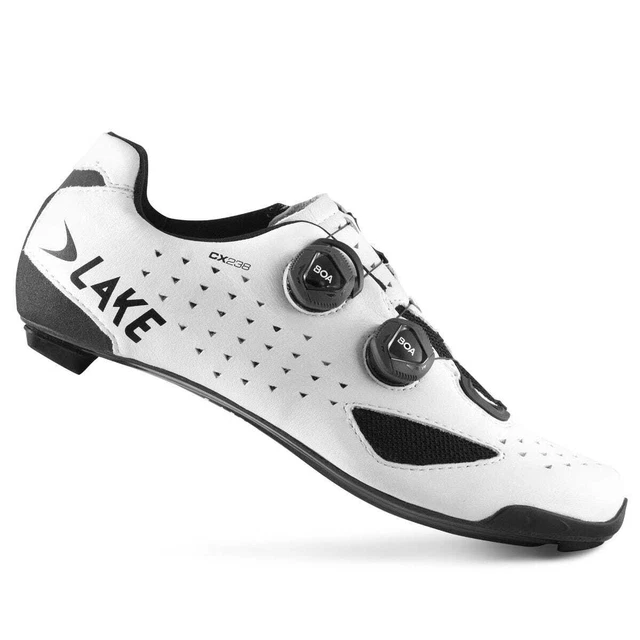 Herren SPD Straße Radschuhe Lake CX238 Carbon breite Passform weiß EU 43 kostenloser Versand