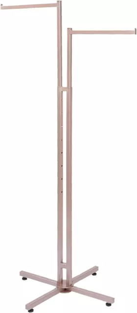 2-Way Clothing Rack Rose Gold Straight Arm Garment Retail Display 48 - 72" H
