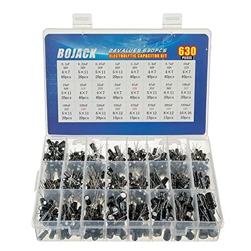 24Value 630pcs Aluminum Electrolytic Capacitor Assortment Box Kit Range 0.1uF...