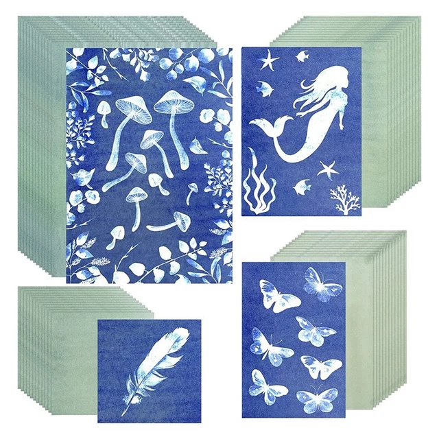 48 Blatt Blaues Papier-Set 4 GrößEn Solar-Druckpapier Solar-Zeichenpapier E Y6O4