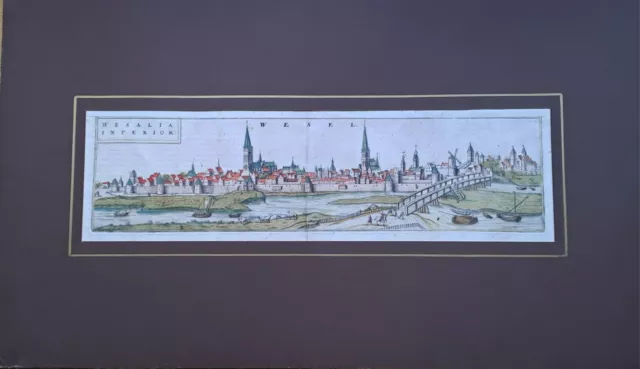 Wesel Gesamtansicht Original Kupferstich Braun Hogenberg von 1618 altkoloriert