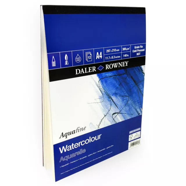 Daler Rowney Aquafine Aquarell A4 Skizzenbuch –12 Blätter– 300gsm