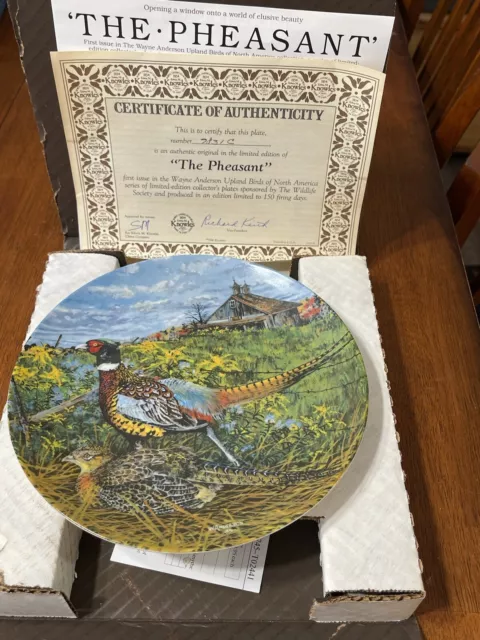 Knowles Collector Plate “The Pheasant” Upland Birds Wildlife 1986 W/Box & COA