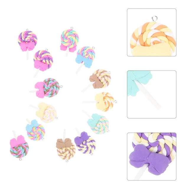 13 Pcs Polymer Clay Soft Lollipop Candy Charms Jewelry Making