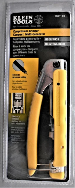 Klein Tools  VDV211-048 Compression Crimper - Compact Multi-Connector New