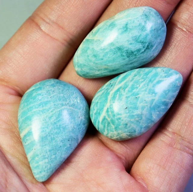 3pcs Natural Polished Amazonite Quartz Crystal Stone Pendant Healing Madagascar