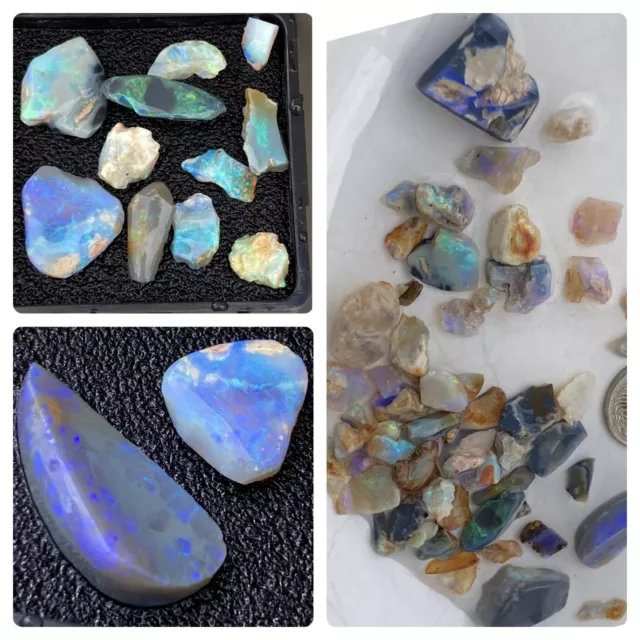 Black Crystal Opal Parcel Stones Australia Lightning Ridge Opals 89ct Rough