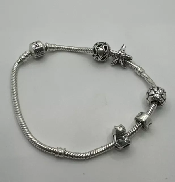 Pandora Bracelet With Charms  Bulk Lot 590702hv Water Drops Hearts Starfish