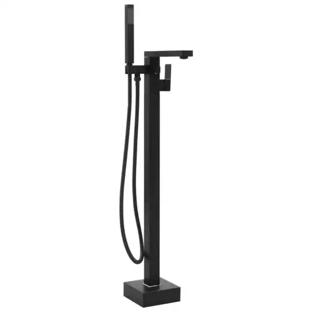 Robinet de baignoire sur pied Noir Acier inoxydable 90 cm vidaXL