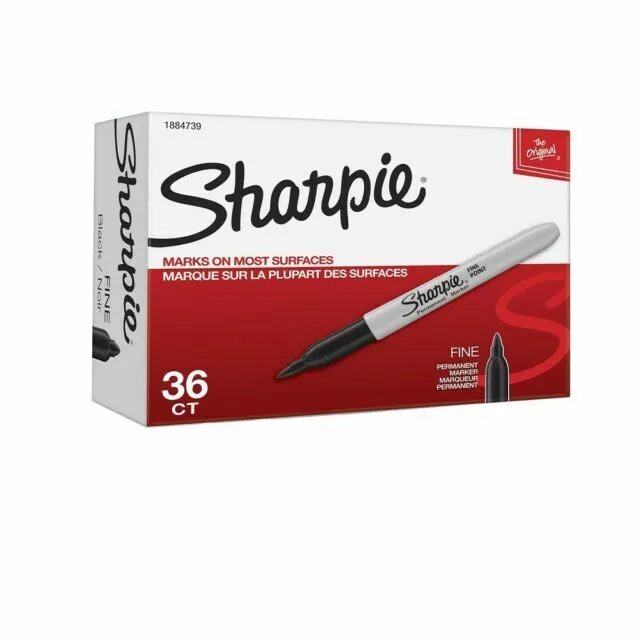 Sharpie Permanent Markers, Fine Point, Black, 36 Count