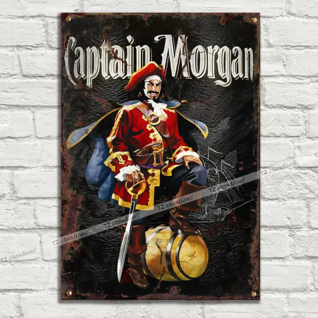 CAPTAIN MORGAN Vintage Metal Tin Plaque Signs Man Cave Pub Club Cafe TIKI BAR