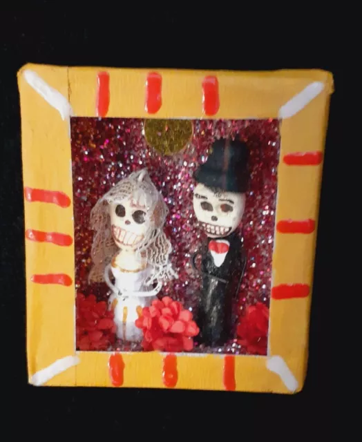 Mexican Folk Art Small Day of the Dead Diorama Boy/ Bride And Groom