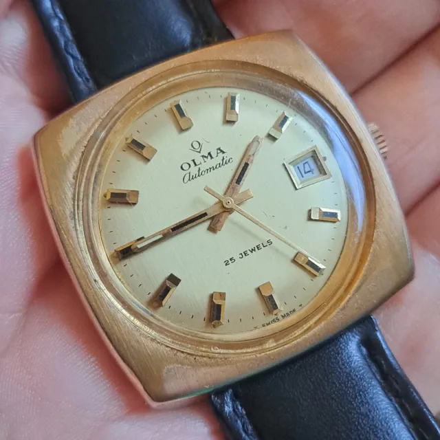 70s Vintage OLMA Mens Automatic Watch, 25 Jewels, Runs, VGC