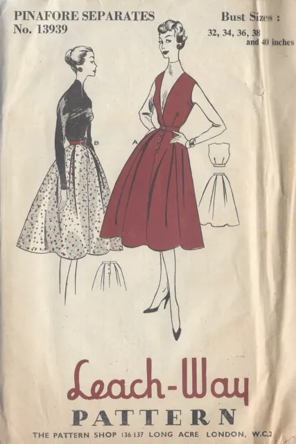 1950s Vintage Sewing Pattern B36-W28 SKIRT & TOP (R645)