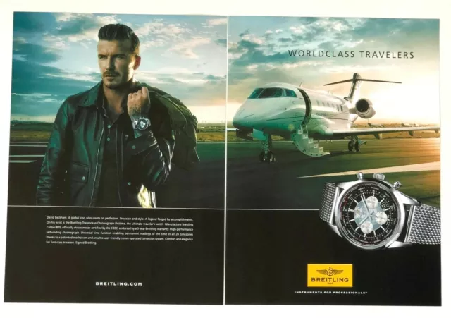 2013 Breitling Watch Advertisement David Beckham Transocean Chronograph Print AD