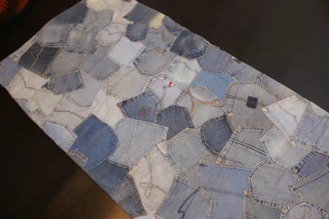Upcycling Vintage Jeans enim Teppich aus Baumwolle patchwork blau diverse Größe