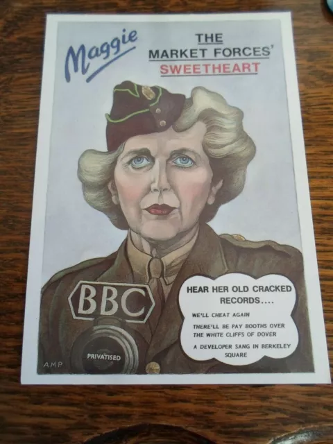 Market Forces Sweetheart - Margaret Thatcher Political Humour Postcard §ZD789