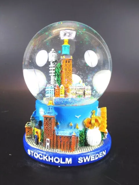 Snow Ball Stockholm Town Hall Crown Snowglobe XL Souvenir Sweden
