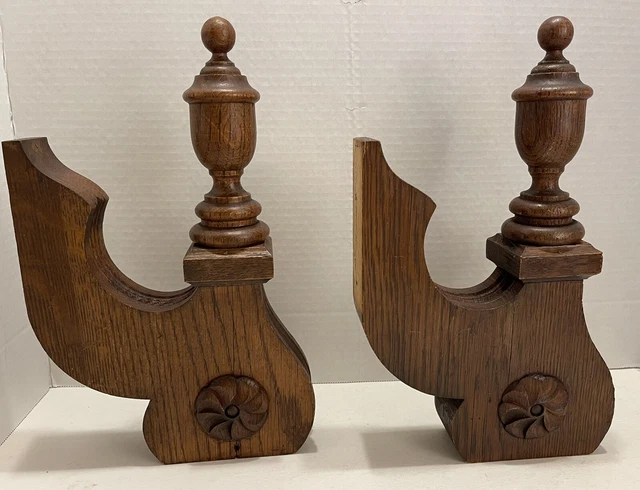 Architectural Salvage Decorative Wood Pieces Carving Finials Antique 1 Pair