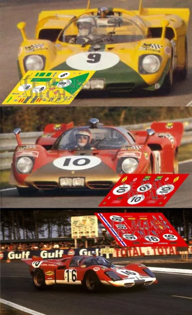 Decals Ferrari 512S Le Mans 1970 1:32 1:43 1:24 1:18 512 S slot calcas