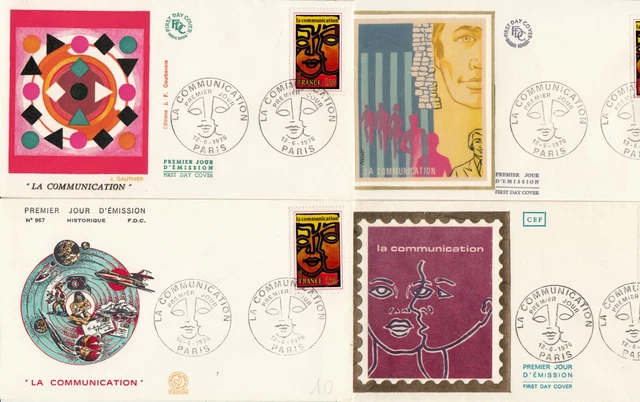 LOT DE 4 enveloppes 1er Jour timbrée 1976 la communication EUR 3,95 ...