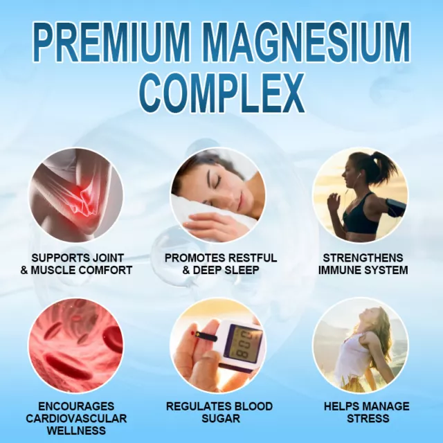 Magnesium Complex Capsules Natural Anti Anxiety & Stress Relief Supplement 500mg 2