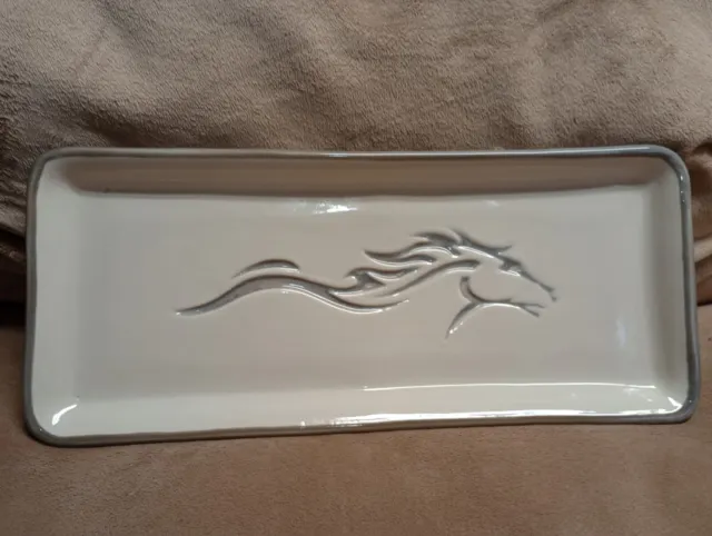 Louisville Stoneware Relish Tray KY Unbridled Spirit Horse. Wild Stallion E 1815