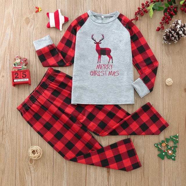T-shirt Natale 2023 lettera stampa a quadri maniche lunghe pantaloni top leggeri