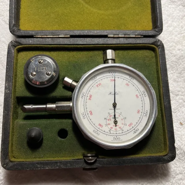 Compteur Hasler Tachometer Speed Indicator w/ Case Swiss Made