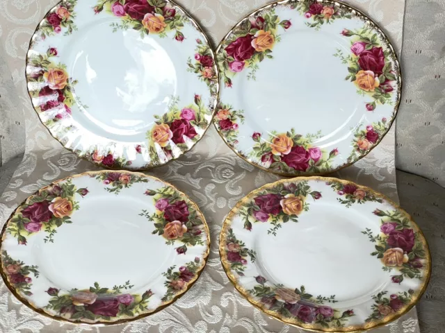 Royal Albert Old Country Roses Set of 4 Bone China Bread Plates England 1962