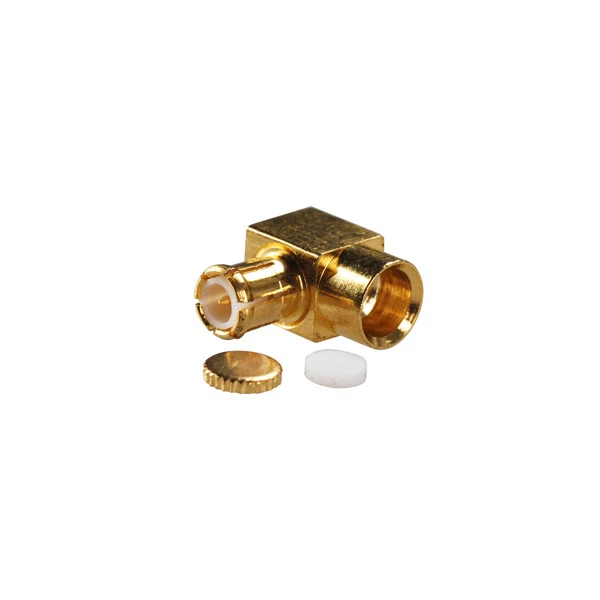 MCX male Right angle solder for semi-rigid RG402 cable 0.141" RF connector Gold